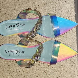 Beautiful Iridescent Heels with beautiful stones on the strap.